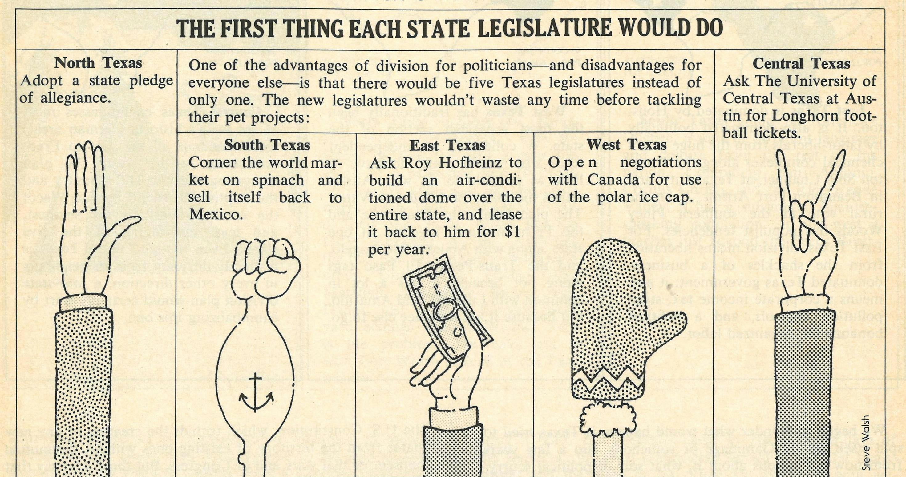 Comic describing "the first thing each state legislature would do."