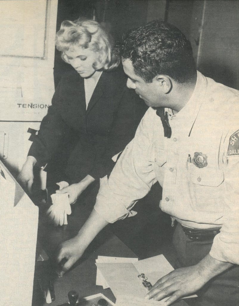 1958: Candy surrenders her belongings to Dallas County deputy Rudy Hernandez after being found guilty on a narcotics charge and sentenced to fifteen years.