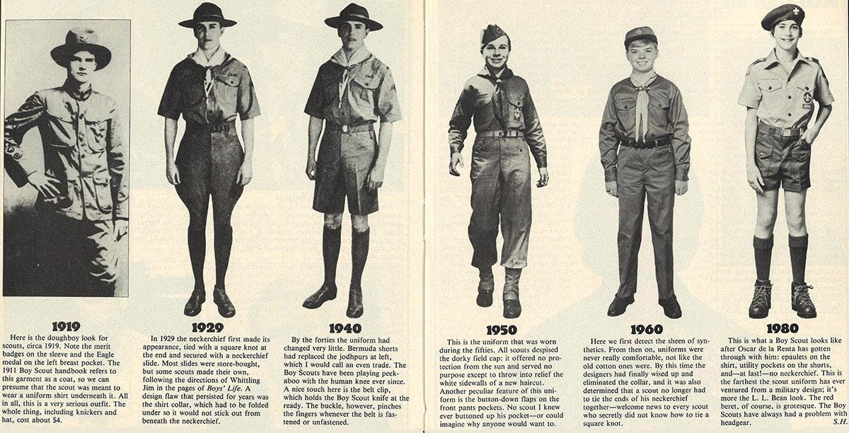 Evolution of the boy scout uniform. 