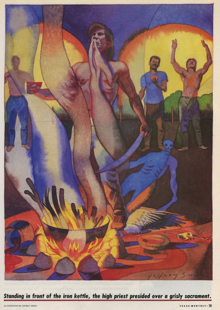 Newspaper illustration of the Satanic sacrifice of Mark Kilroy. 