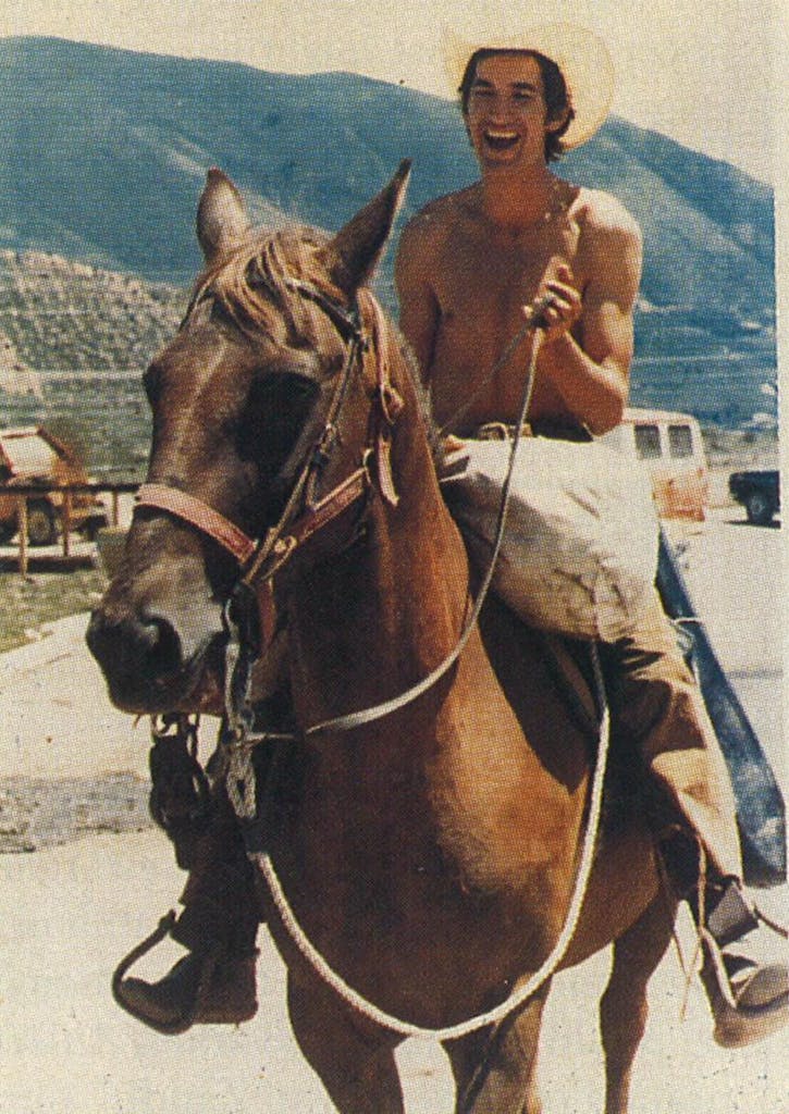 Townes Van Zandt on horseback.