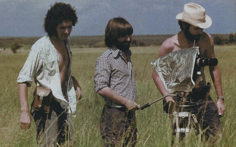 Making History: Left to right, cinematographer Daniel Pearl, Hooper, and a crew member on the Chainsaw set in 1973.