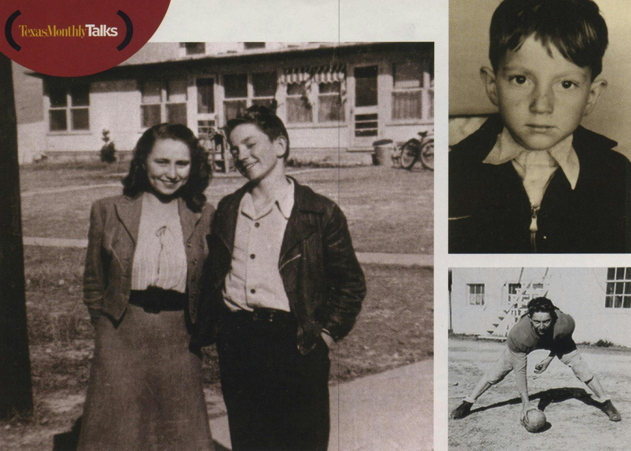 Phases and Stages: Clockwise from left, with his sister, Bobbie, in 1946; as a second-grader; playing football for Abbott High School.