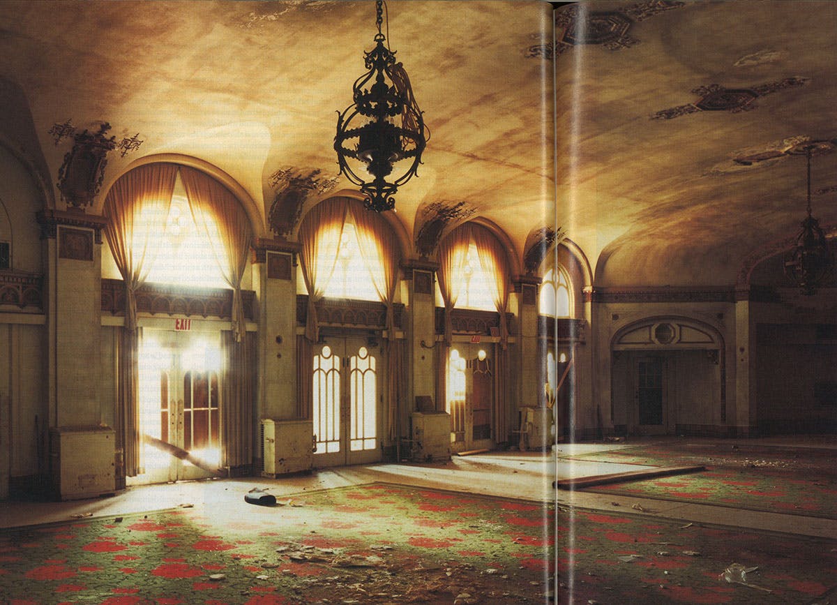 Abandoned lobby in the Baker Hotel. 