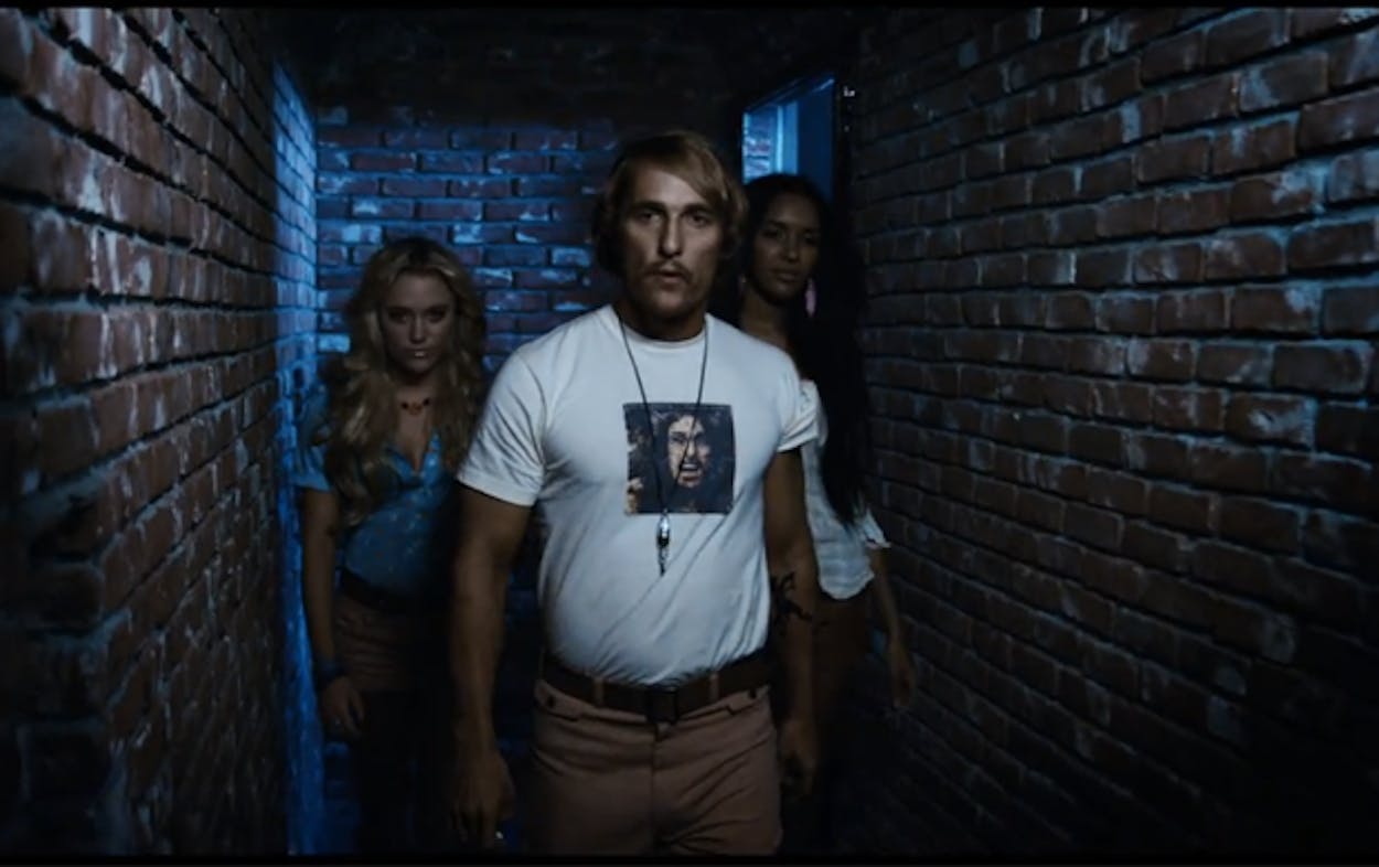 Matthew McConaughey as Wooderson in a music video for Synthesizers.