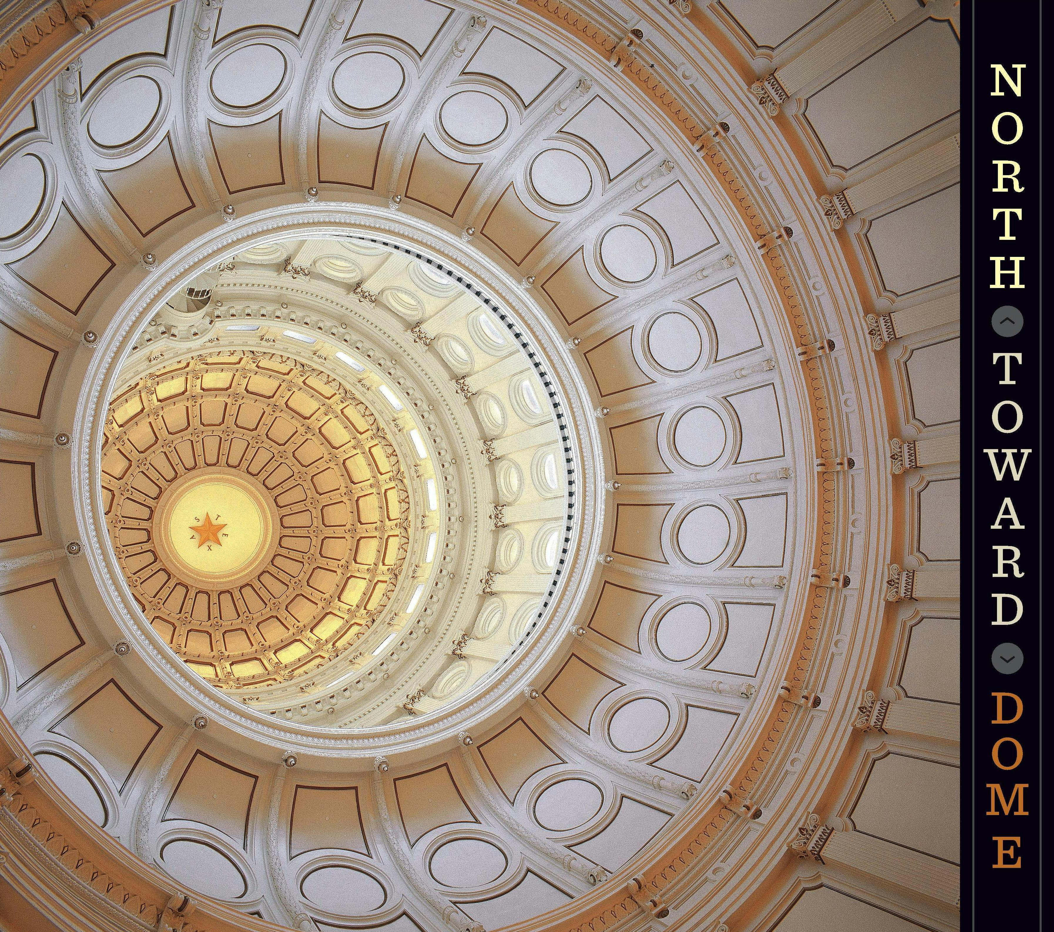 An interior view of the inner dome (the Texas star is 218 feet above the rotunda.) 