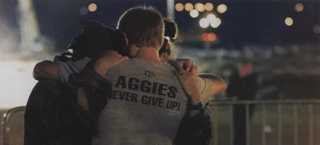 Students mourn the loss of their fellow Aggies after the catastrophic Texas A&M bonfire. 