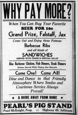 Pork ribs pig stand 1939 ad.