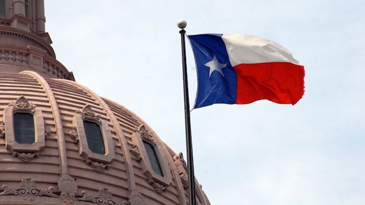 The Texas flag by the state capitol.