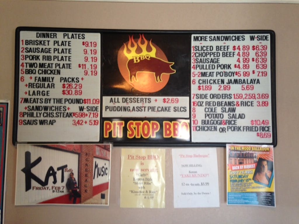 Pit Stop menu