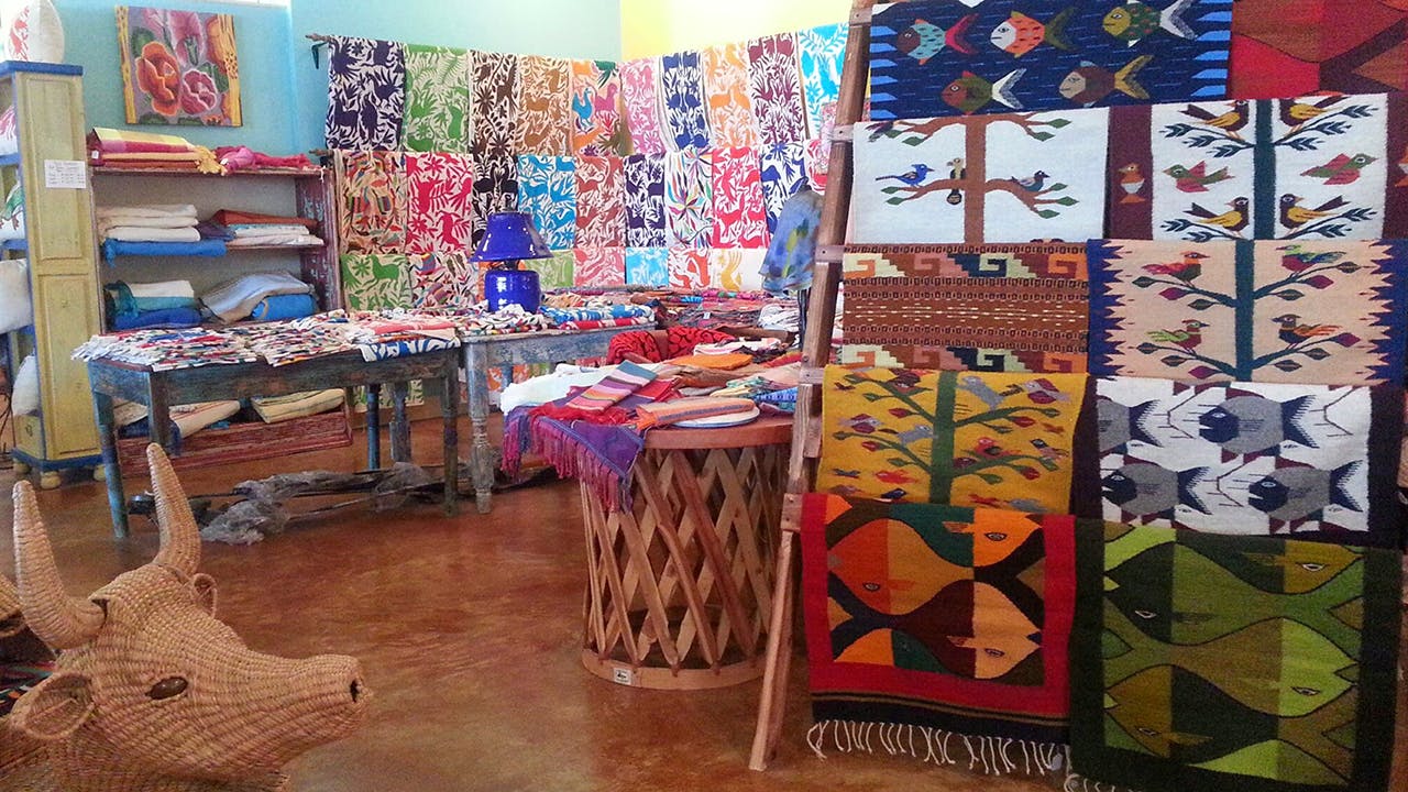 Colorful wares for sale at A Mano.