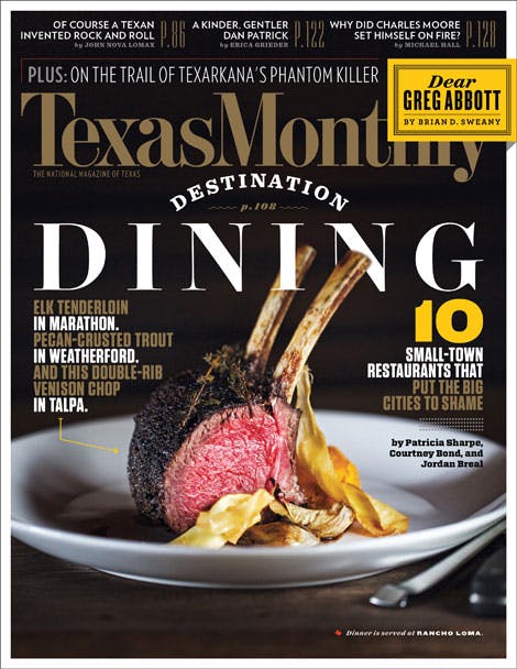 Texas Monthly December 2014 cover fine destination dining