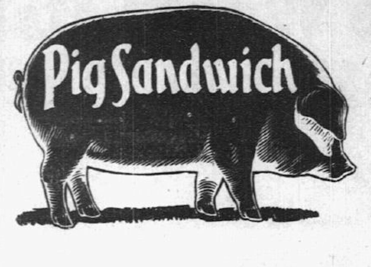 Sketch of a pig with the words 