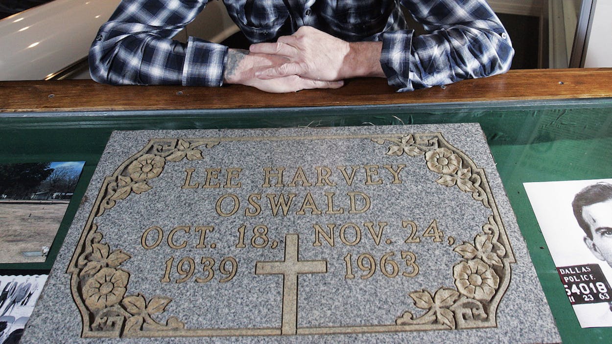 Lee Harvey Oswald gravestone in Texas.