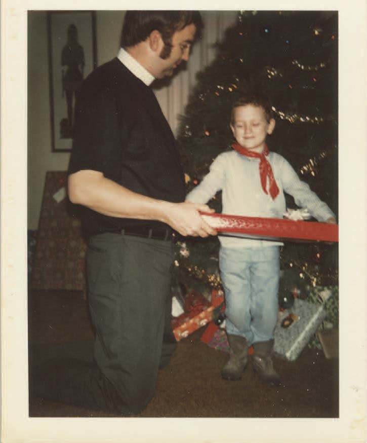 The author and his father on Christmas Day in 1970.