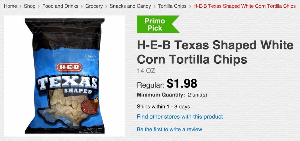 texas shaped corn tortilla chips