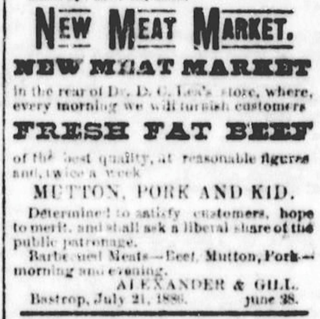 Bastrop 1886 New Meat Market Gill