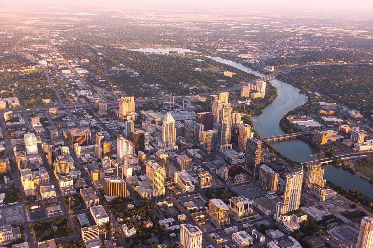 An aerial view of downtown taken in 2015.
