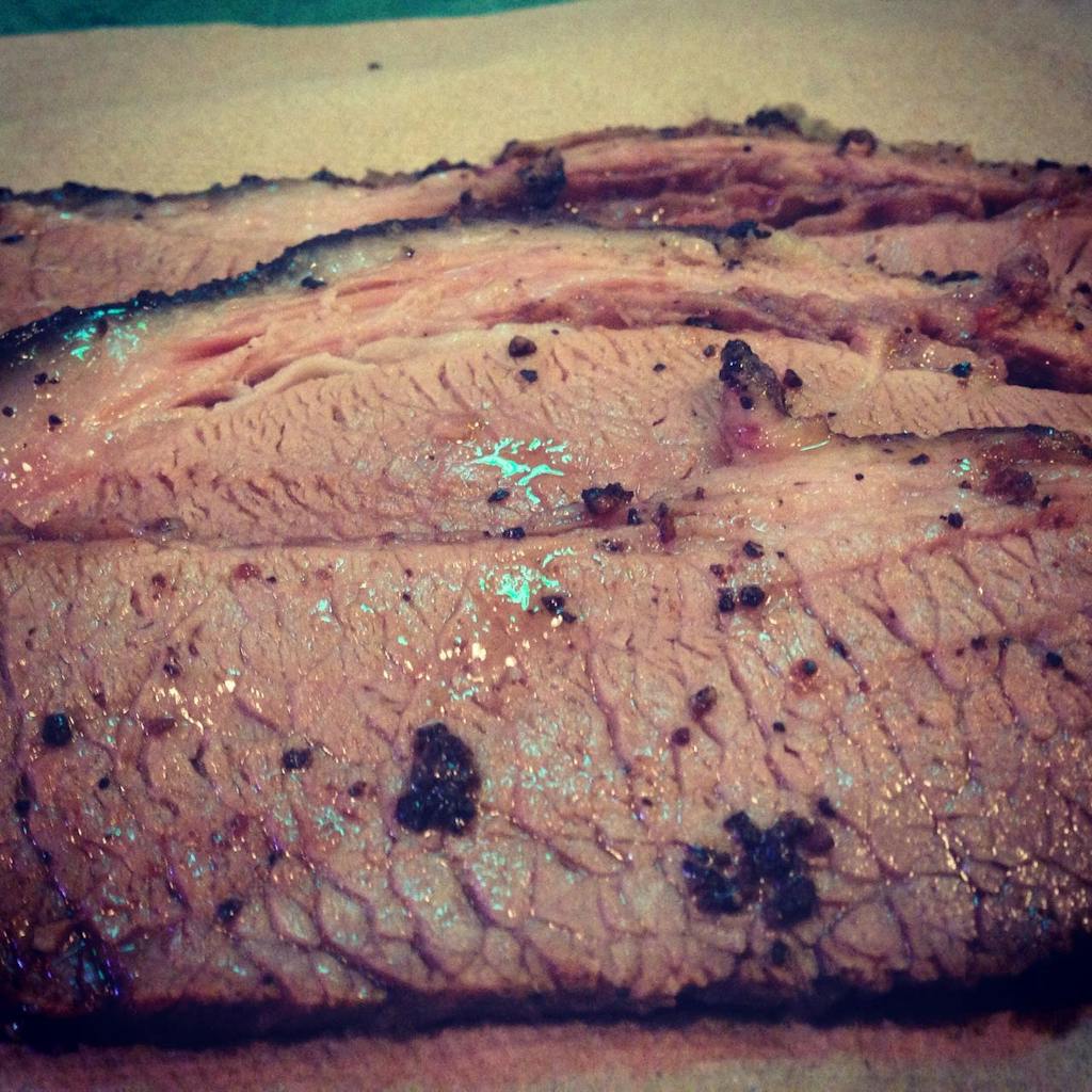 Close-up of juicy brisket from the Slow Bone. 