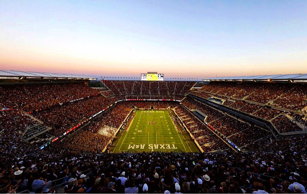 In this photo, altered with an Instagram filter, a general view of Kyle Field is seen during an NCAA college football game between the Ball State University Cardinals against the Texas A&M University Aggies at Kyle Field on Saturday September 12, 2015 in College Station, Texas. Texas A&M University won 56-23. (Aaron M. Sprecher via AP)