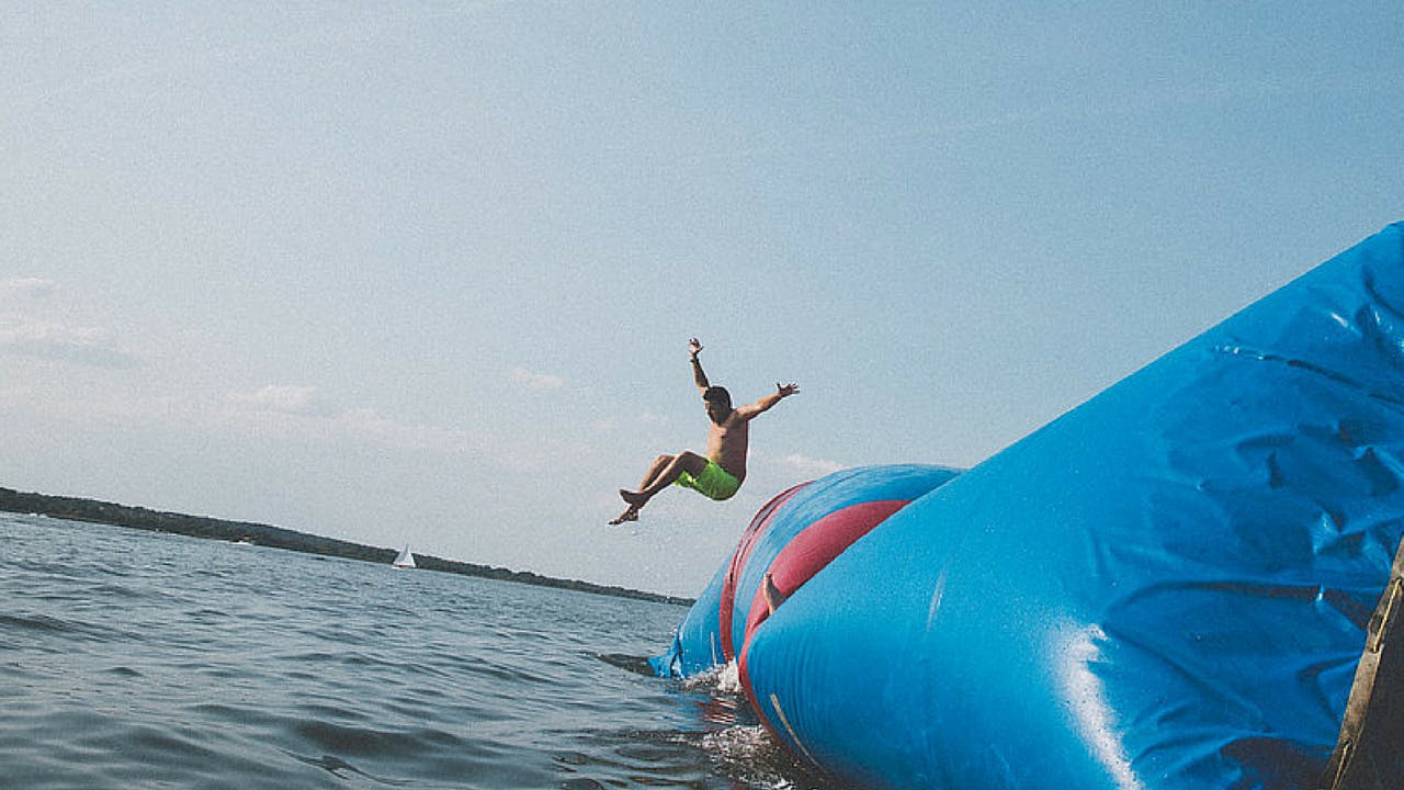You too can catapult yourself off the giant inflatable "blob" at Camp Grounded.