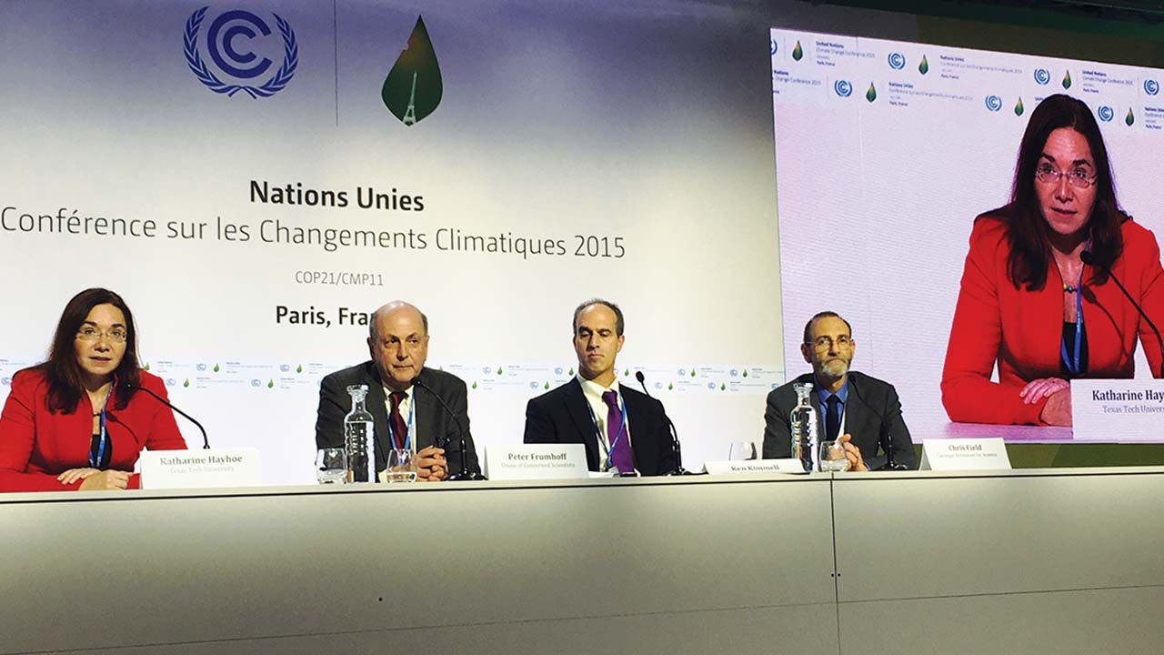 Speaking at the United Nations climate summit in Paris in 2015.