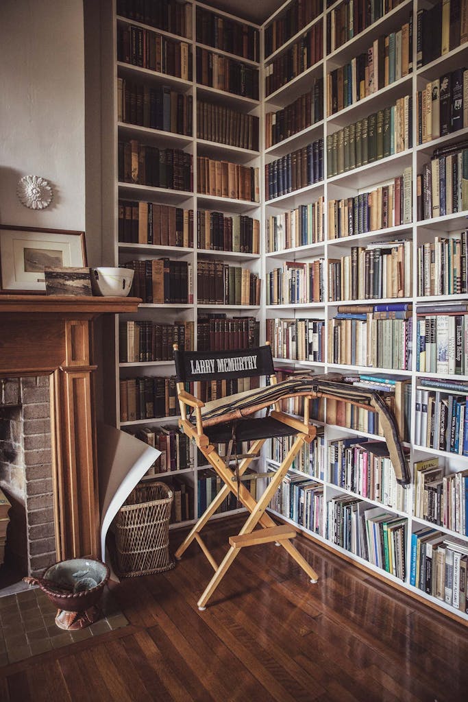 A view of one of the many floor-to-ceiling bookcases at Larry McMurtry's home in Archer City.