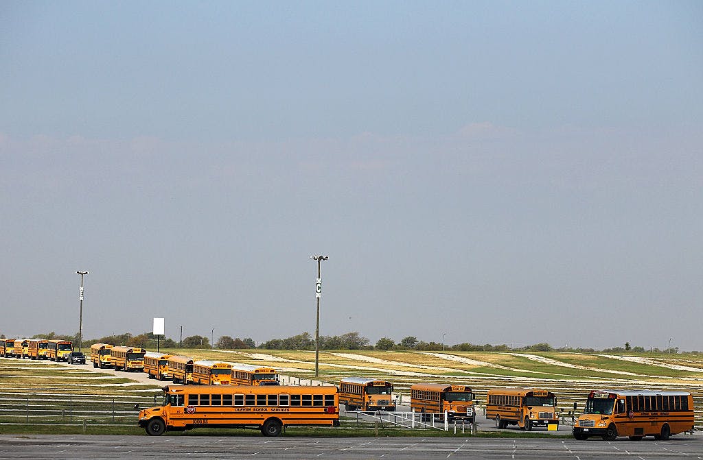 School buses transport students on September 29, 2015 in Fort Worth City.