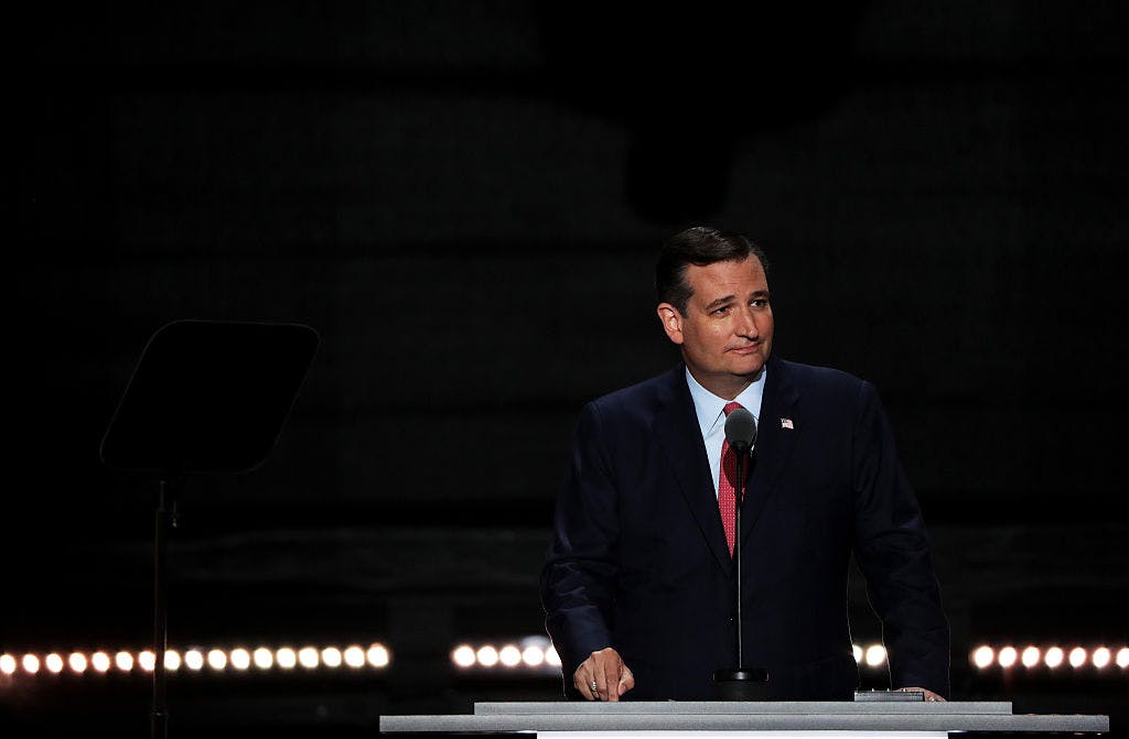 Sen. Ted Cruz (R-TX) delivers a speech on the third day of the Republican National Convention on July 20, 2016 at the Quicken Loans Arena in Cleveland, Ohio. 