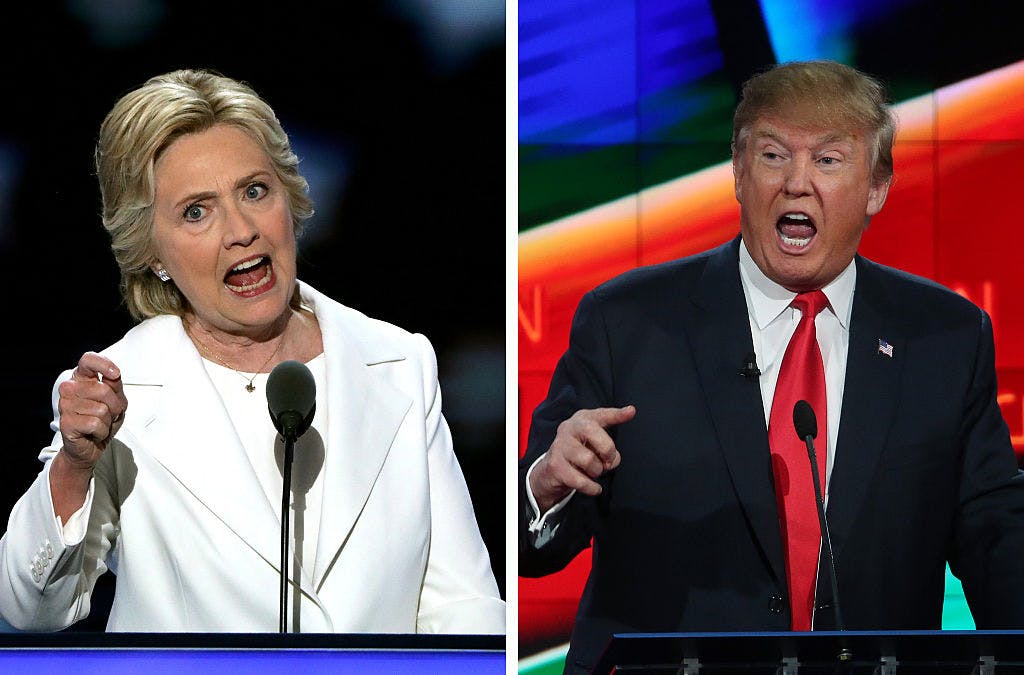 (FILE PHOTO) In this composite image a comparison has been made between former US Presidential Candidates Hillary Clinton (L) and Donald Trump (R). 