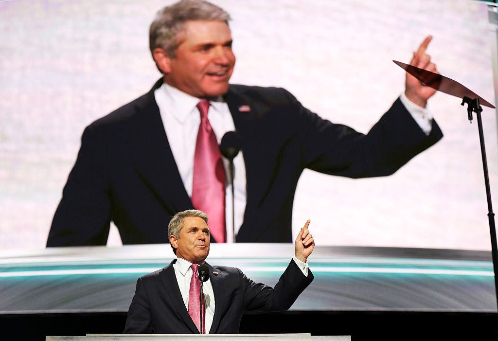 House Homeland Security Committee Chairman Rep. Michael McCaul (R-TX) delivers a speech on the first day of the Republican National Convention on July 18, 2016 at the Quicken Loans Arena in Cleveland, Ohio.