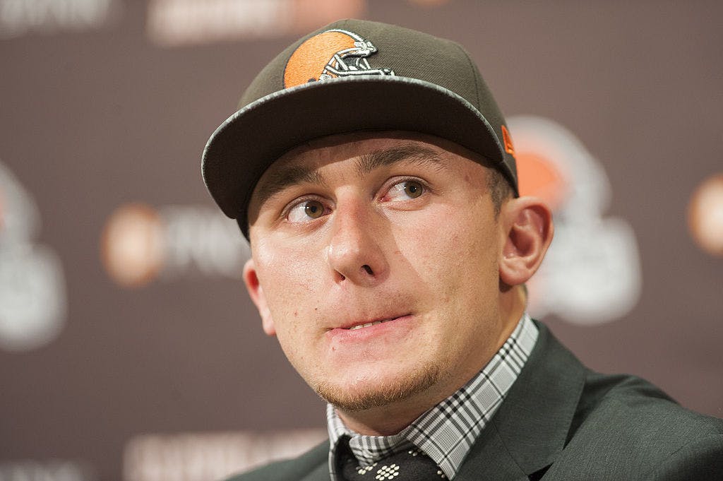 BEREA, OH - MAY 9: Cleveland Browns draft pick Johnny Manziel answers questions during a press conference at the Browns training facility on May 9, 2014 in Cleveland, Ohio.