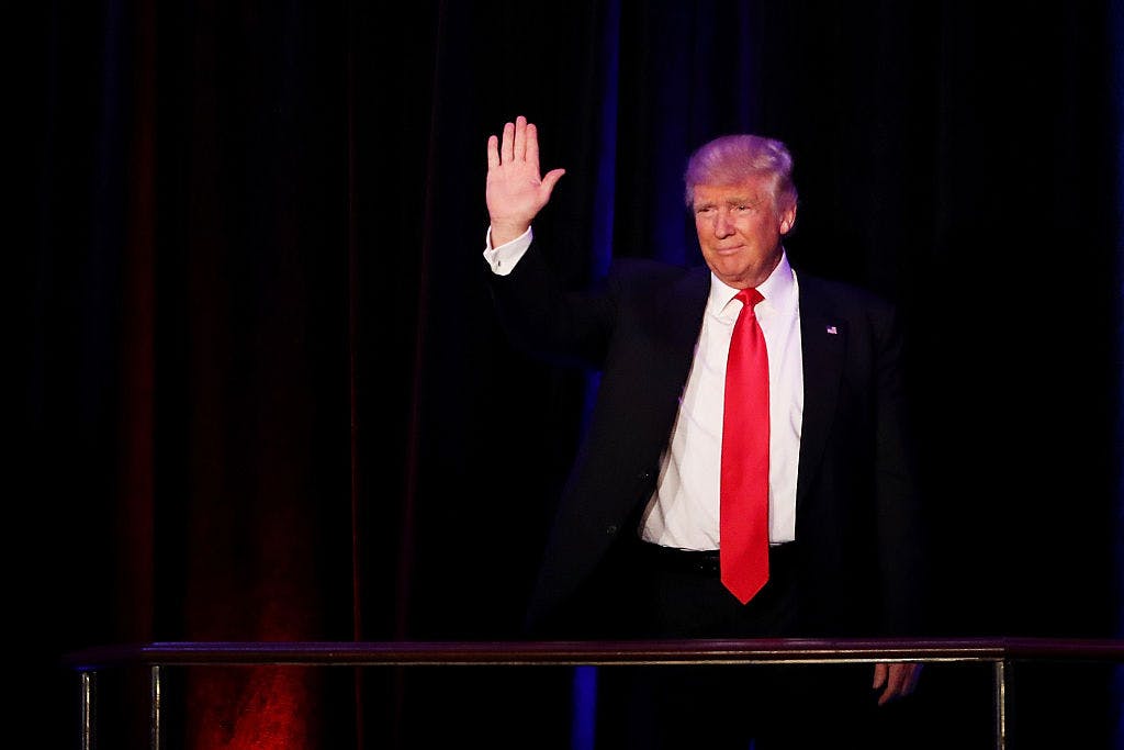 Republican president-elect Donald Trump at the New York Hilton Midtown in the early morning hours of November 9, 2016 in New York City.