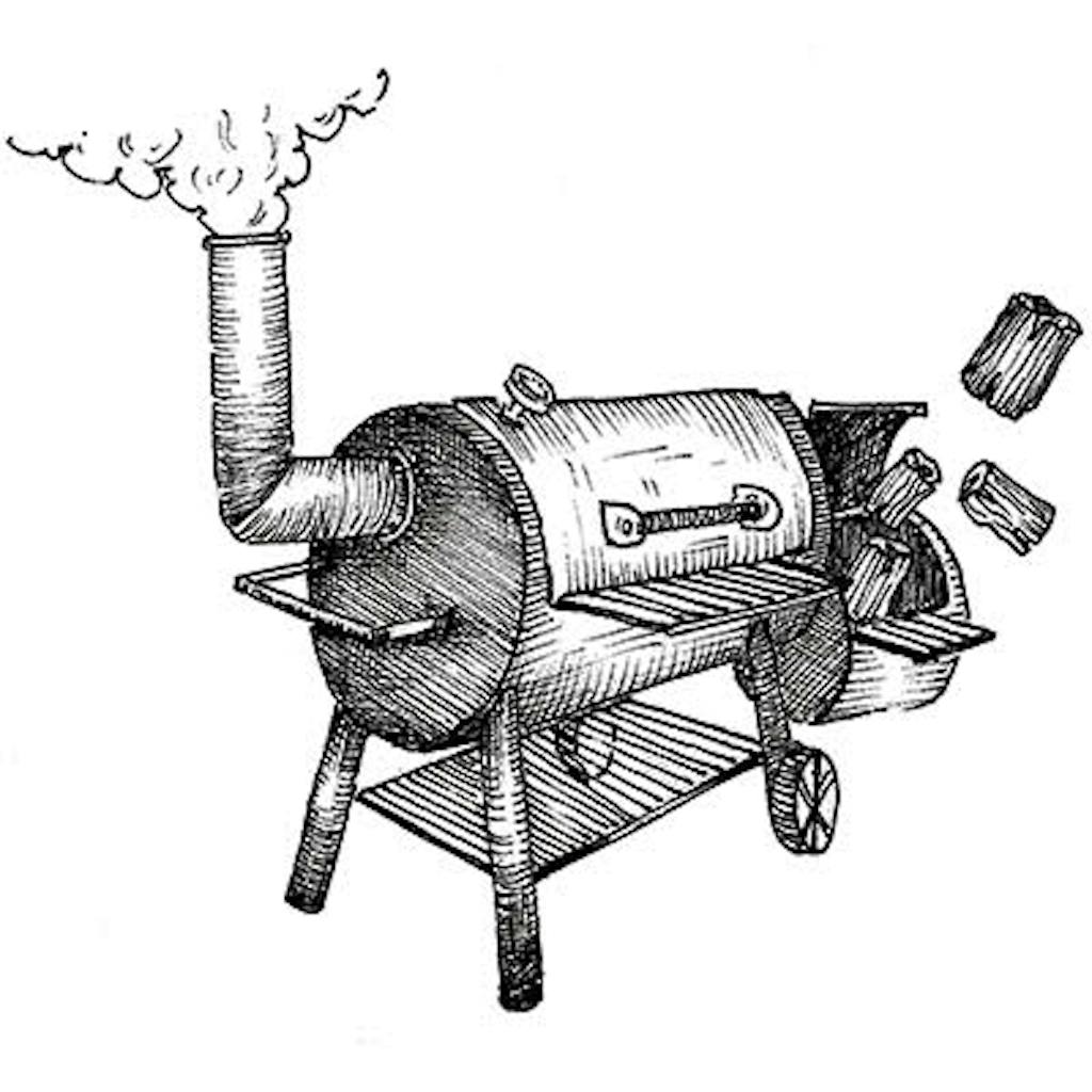 Fig.1 — Steel Offset Smoker Use dry, split wood that's been seasoned for at least six months (a year or more in the case of mesquite). Dry wood burns cleaner and split logs catch fire more quickly. There's no shame in starting the fire with charcoal, but a pile of newspaper and twigs works just as well.
