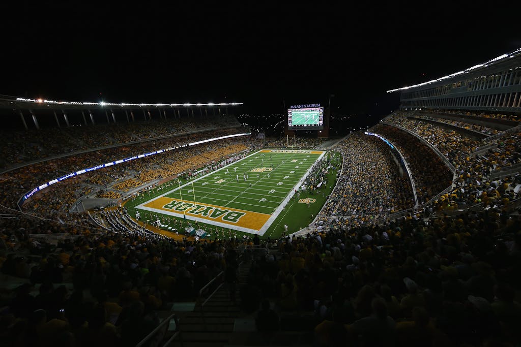 WACO, TX - AUGUST 31: A general view of play between the Southern Methodist Mustangs and the Baylor Bears at McLane Stadium on August 31, 2014 in Waco, Texas. (Photo by Ronald Martinez/Getty Images)