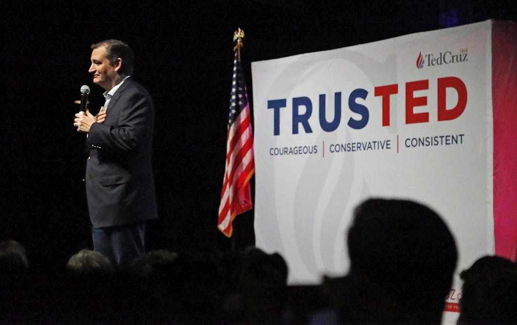 DALLAS, TX - FEBRUARY 29: Republican presidential candidate Sen. Ted Cruz (R-TX) speaks at a rally at Gilley's Dallas the day before Super Tuesday February 29, 2016 in Dallas, Texas. Candidates have spread themselves out over the U.S. in the lead up to Super Tuesday where twelve states will hold primary voting. (Photo by Stewart F. House/Getty Images)
