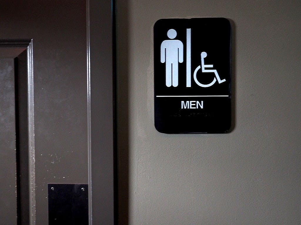 A private men's bathroom is offered at Bull McCabes Irish Pub on May 10, 2016 in Durham, North Carolina. 