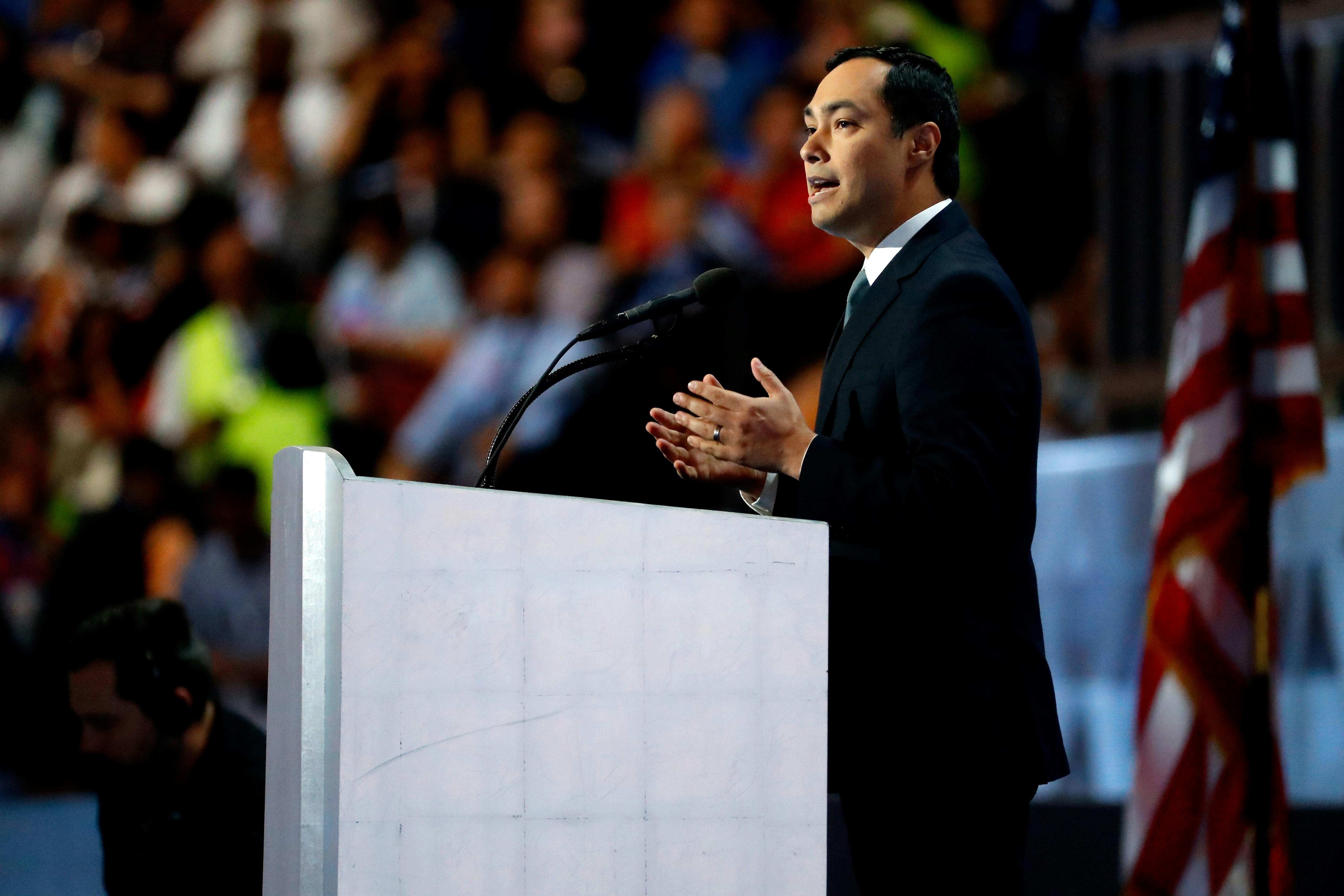 U.S. Representative Joaquin Castro (D-TX) delivers remarks on the fourth day of the Democratic National Convention at the Wells Fargo Center, July 28, 2016 in Philadelphia, Pennsylvania.