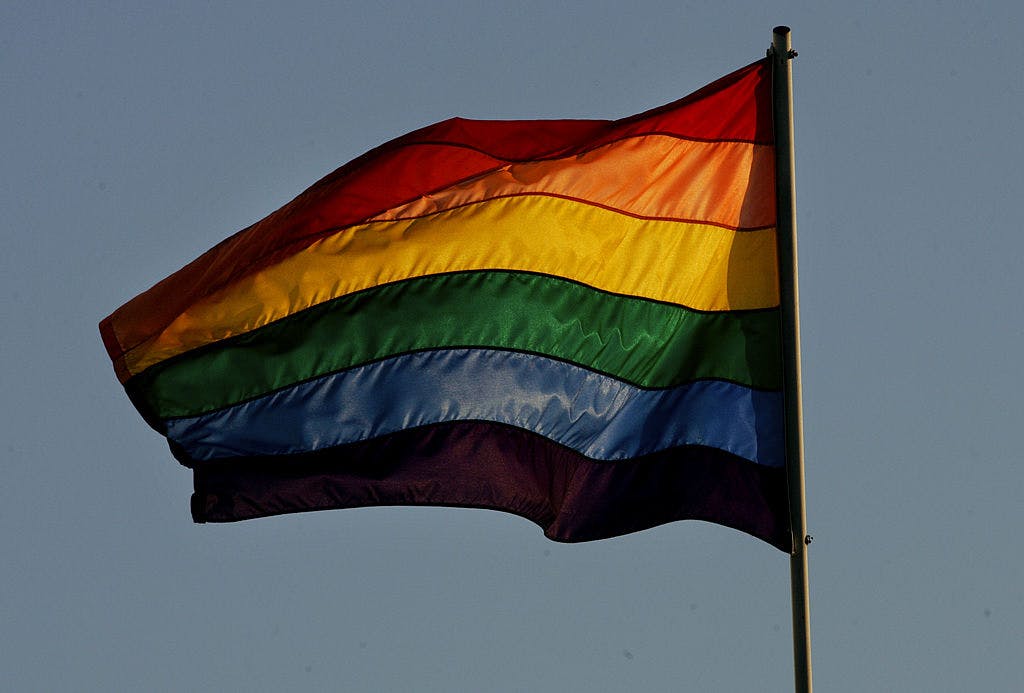 A rainbow LGBT flag on November 5, 2008 in San Diego, California. 