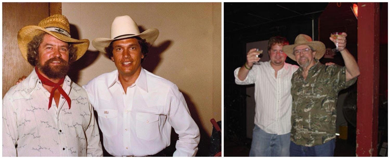From left: Kent Finlay and George Strait in 1982. Randy Rogers and Kent Finlay celebrate the Randy Rogers Band signing with Mercury Records at Cheatham Street in 2005.