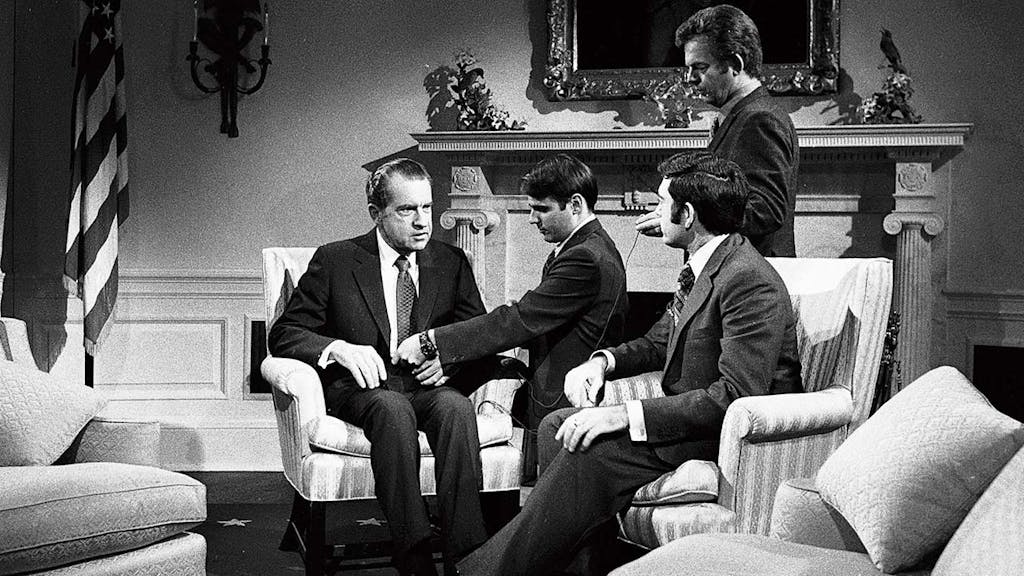 Dan Rather interviewing President Nixon in 1972.