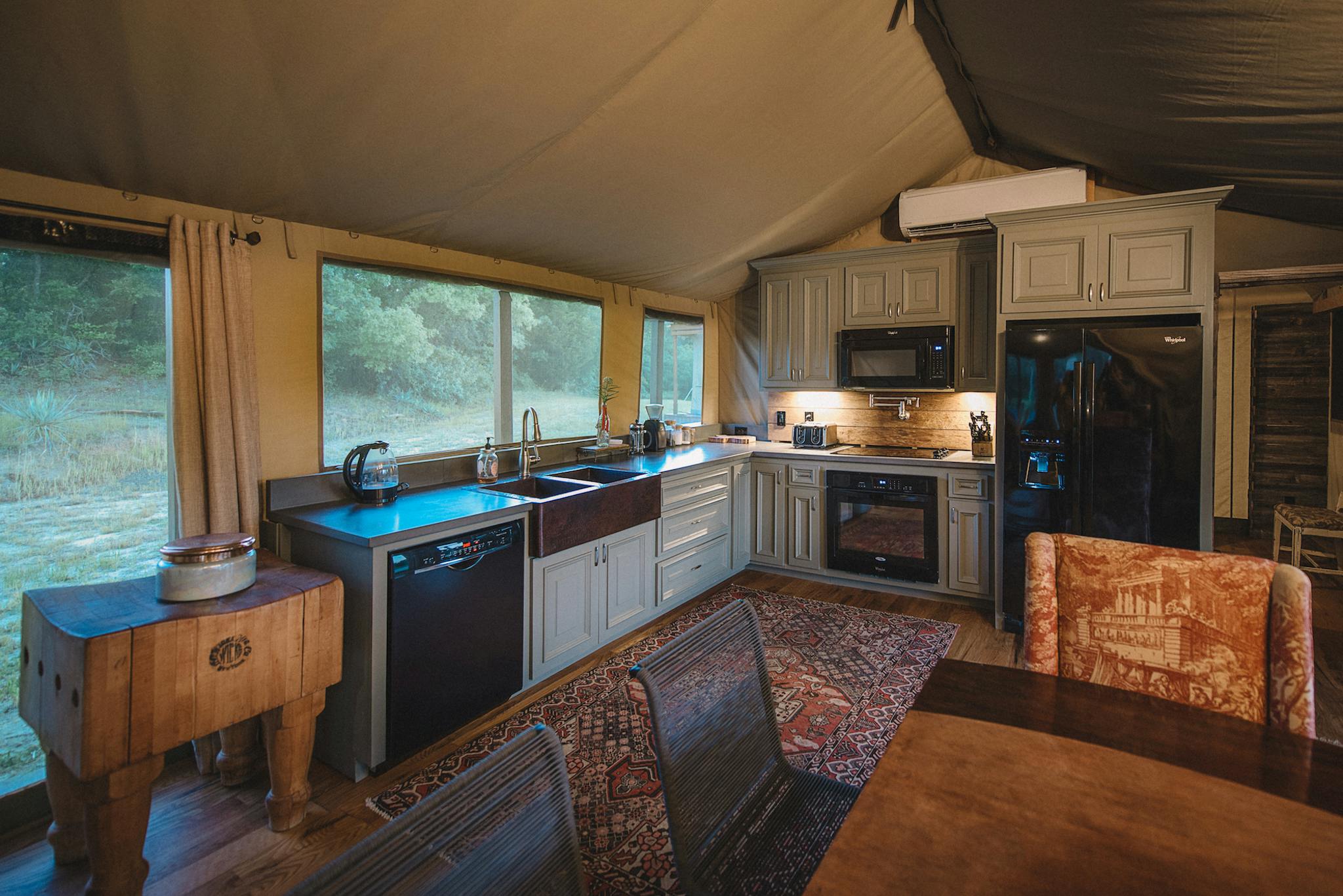 Full kitchen in the Safari tent.