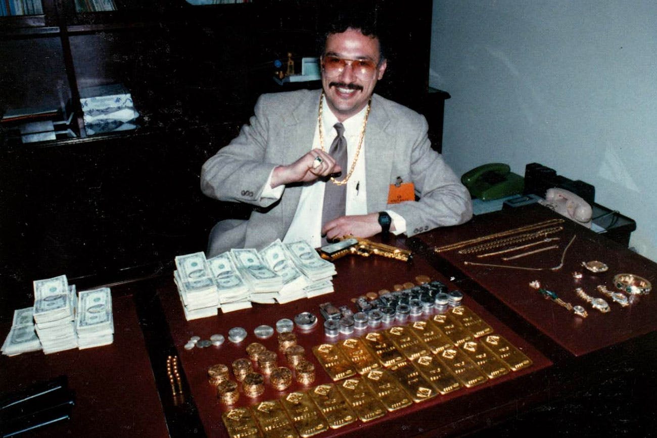 Javier Peña after seizing some of Pablo Escobar's money, gold, and weapons. 