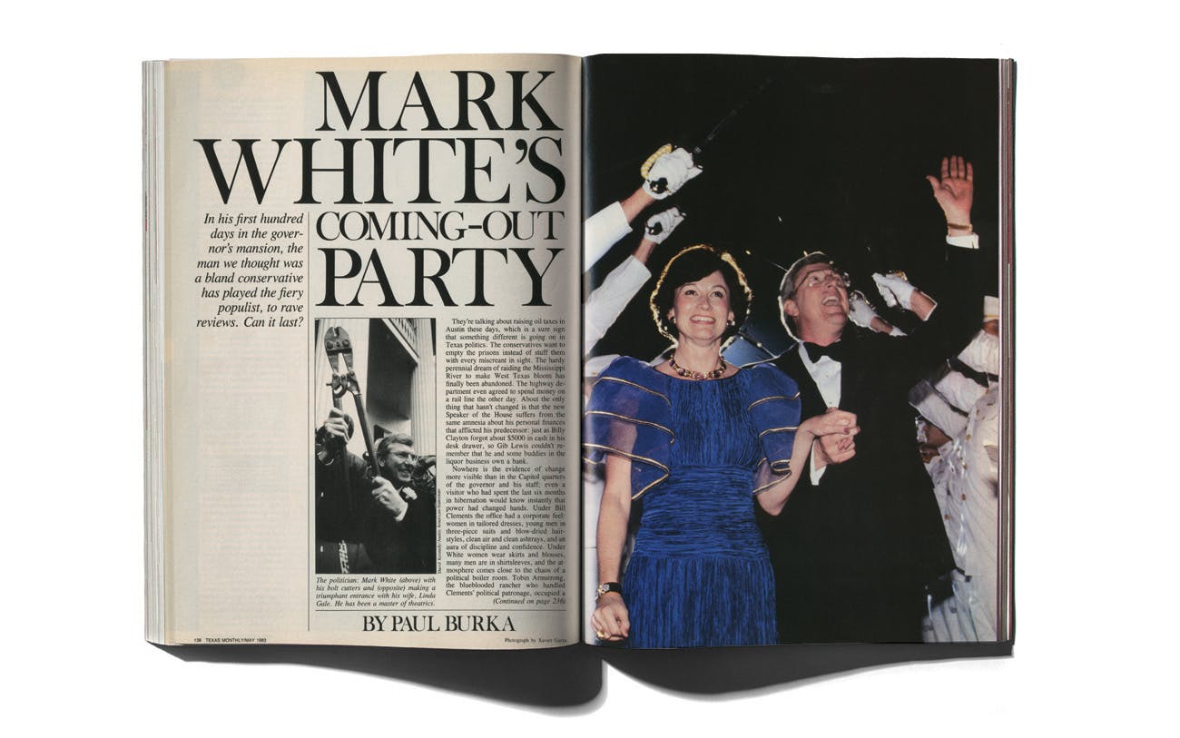 Mark White in Texas Monthly’s May 1983 issue.