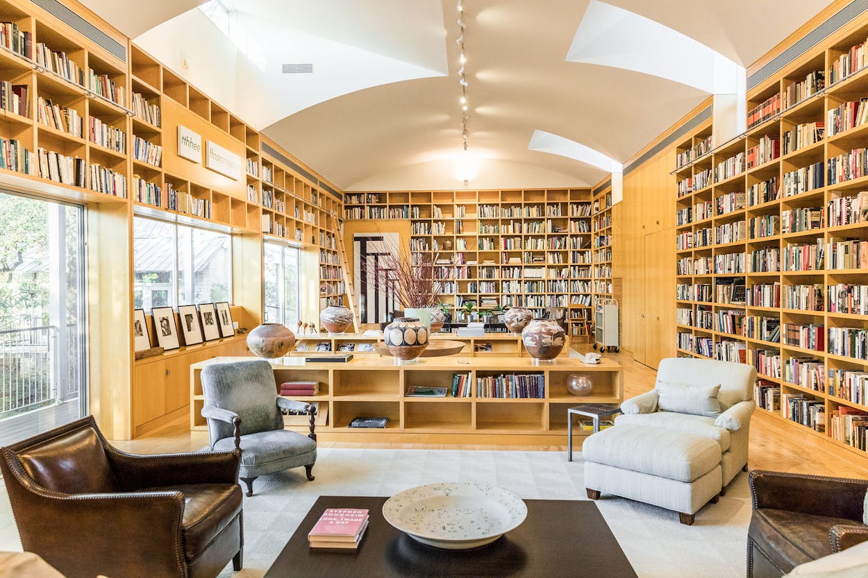 Melba and Ted Whatley's expansive home library in Austin