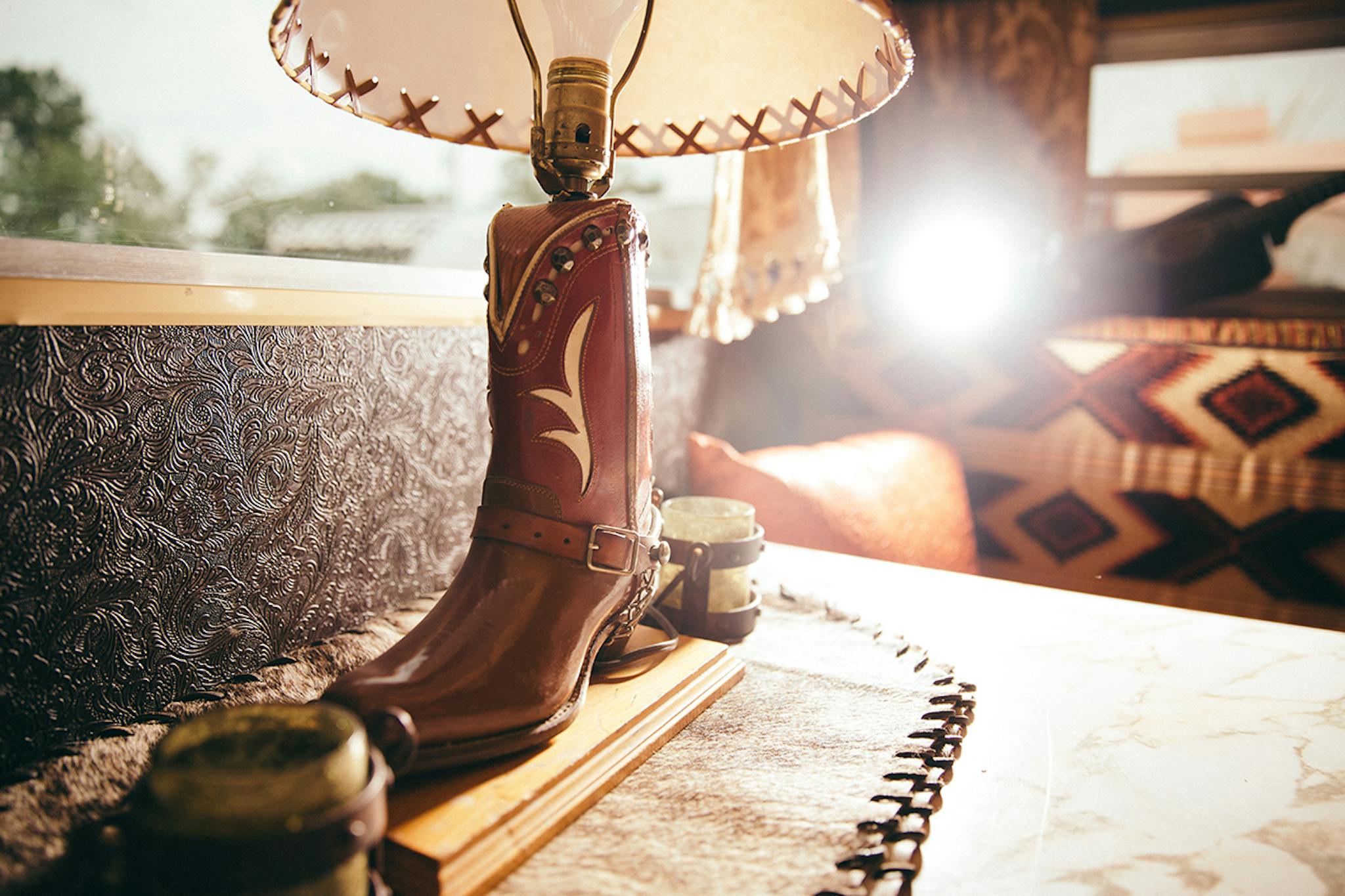 Cowboy boot lamp.