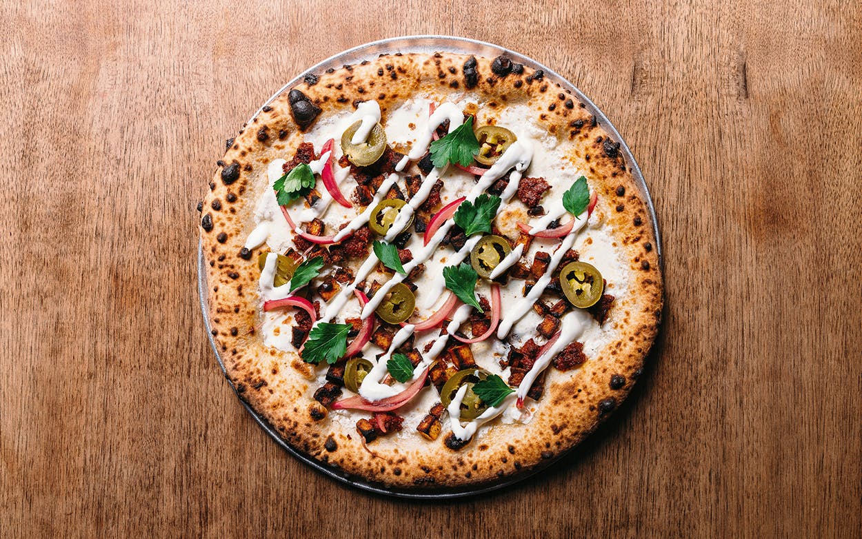 Austin pizzeria Bufalina serves this Chorizo Potato Pizza, featured in Paula Forbes's new cookbook.