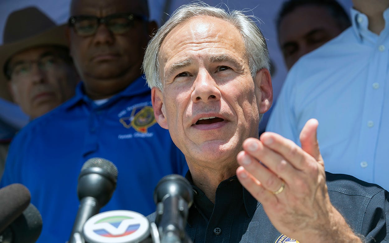 Texas Governor Greg Abbott speaks during a press conference in the wake of a school shooting at Santa Fe High School on Friday, May 18, 2018 in Santa Fe, Texas.