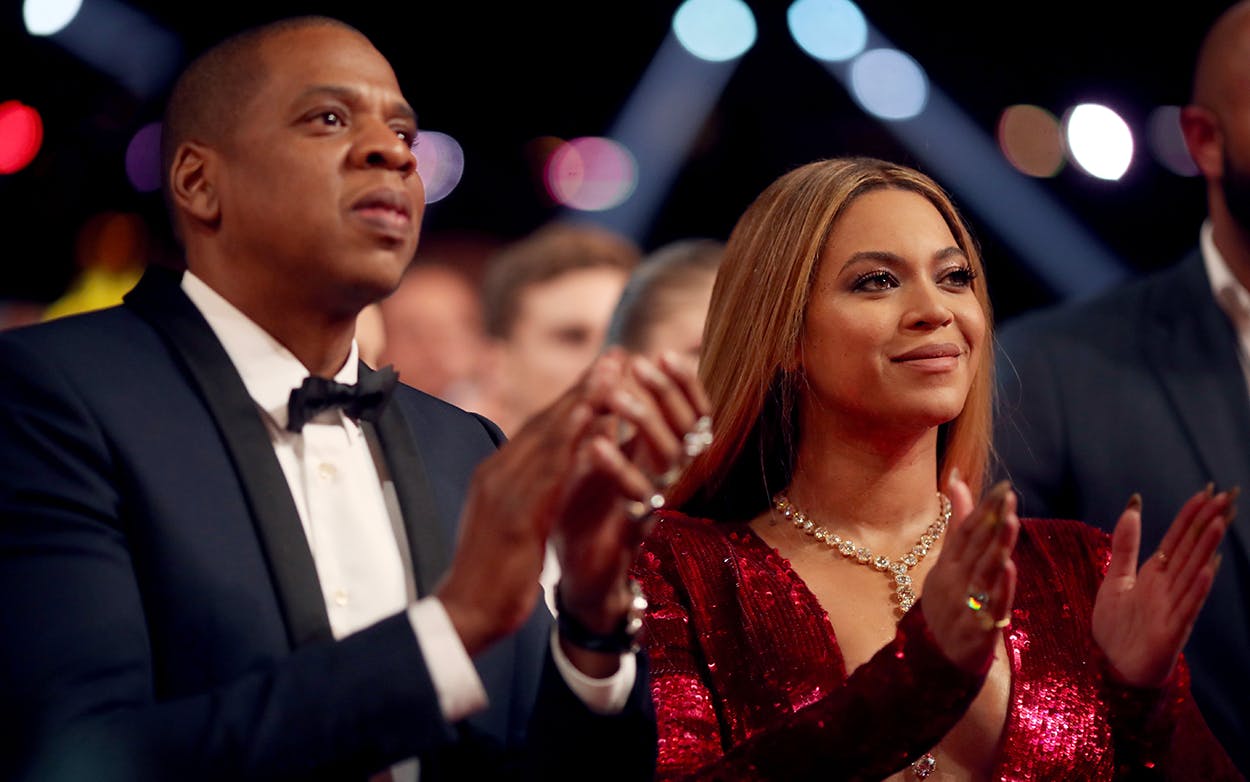 Jay Z and Beyonce attend The 59th GRAMMY Awards at STAPLES Center on February 12, 2017 in Los Angeles, California.