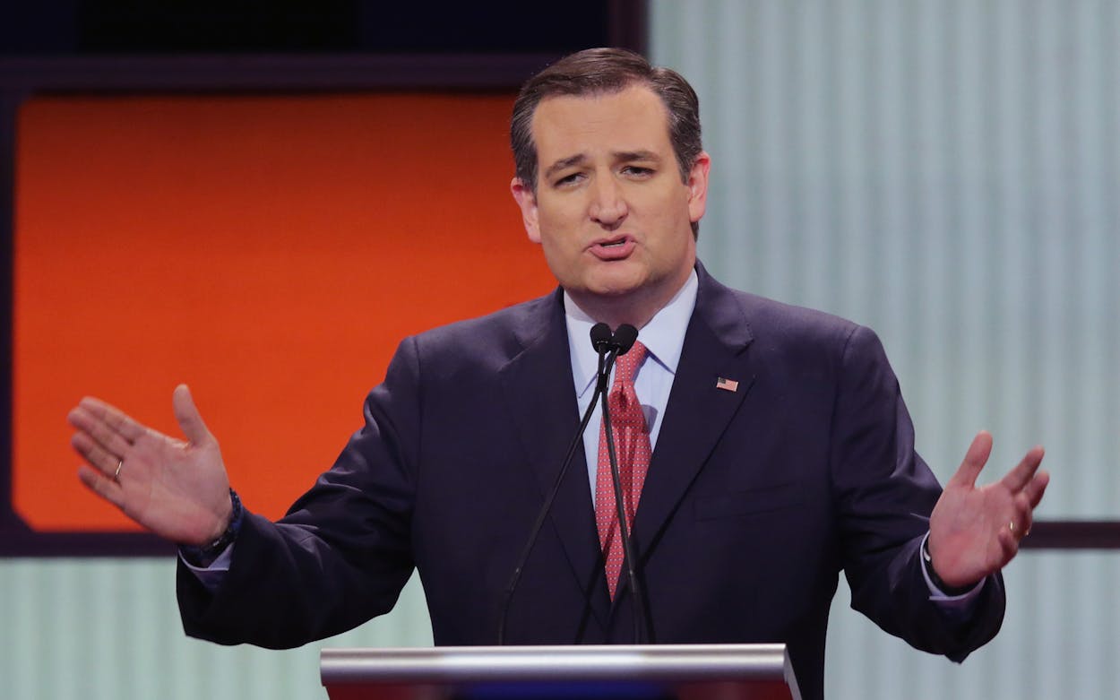 Ted Cruz at a debate podium